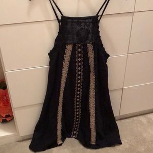 black and creme spaghetti strap mini dress